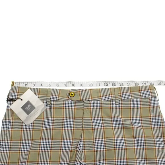 Meyer MMX NWT Slim Casual Shorts Size 36 US B-Pegasus Green Plaid Cotton Blend Men